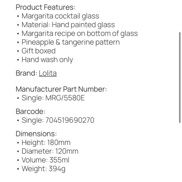 Lolita Set Of 2 Hand Painted Fruit Pineapple & Strawberry Margarita Glasses - Picture 8 of 8